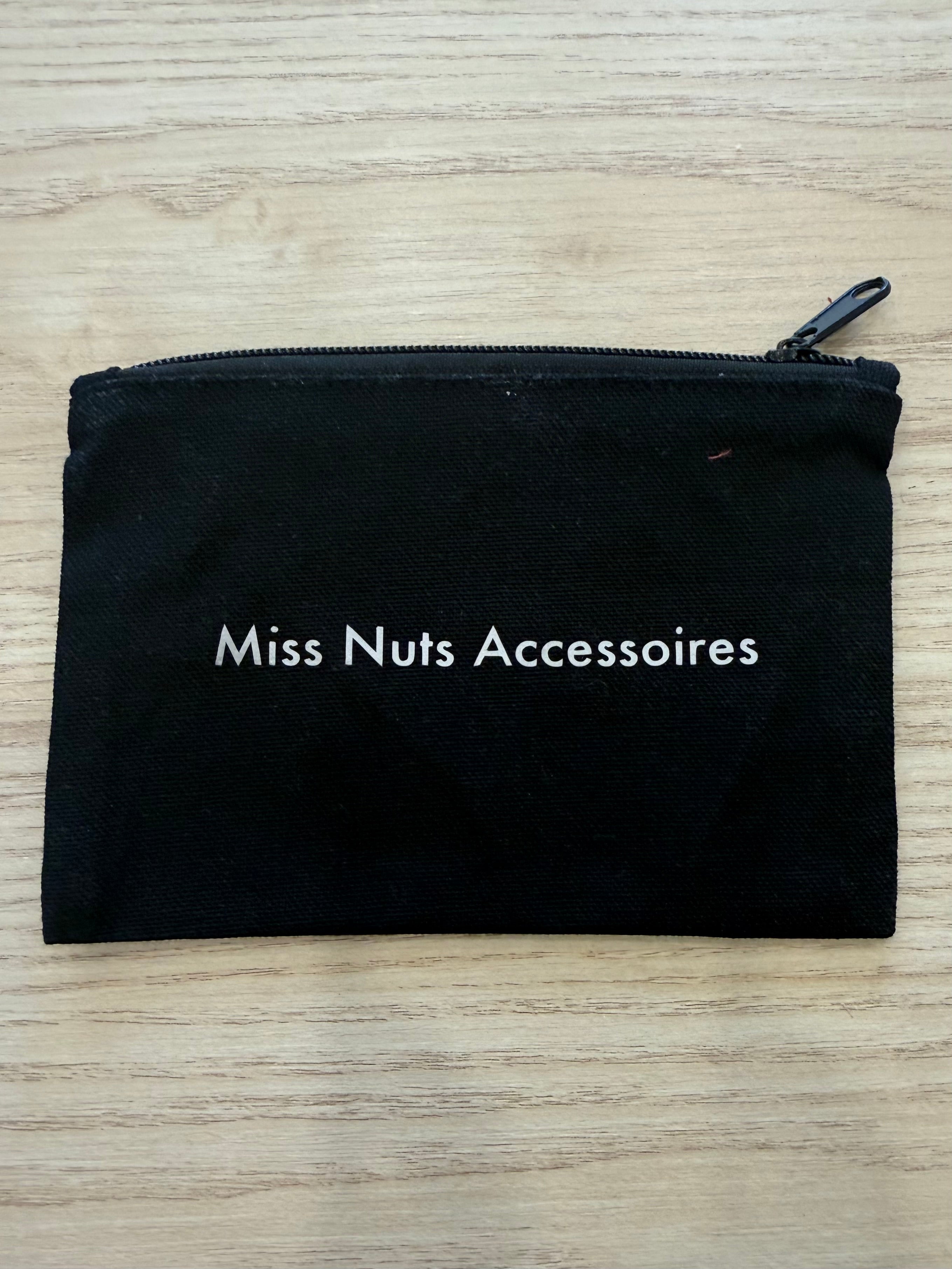 Trousse plate AMIS – Coton noir & doublure bleue