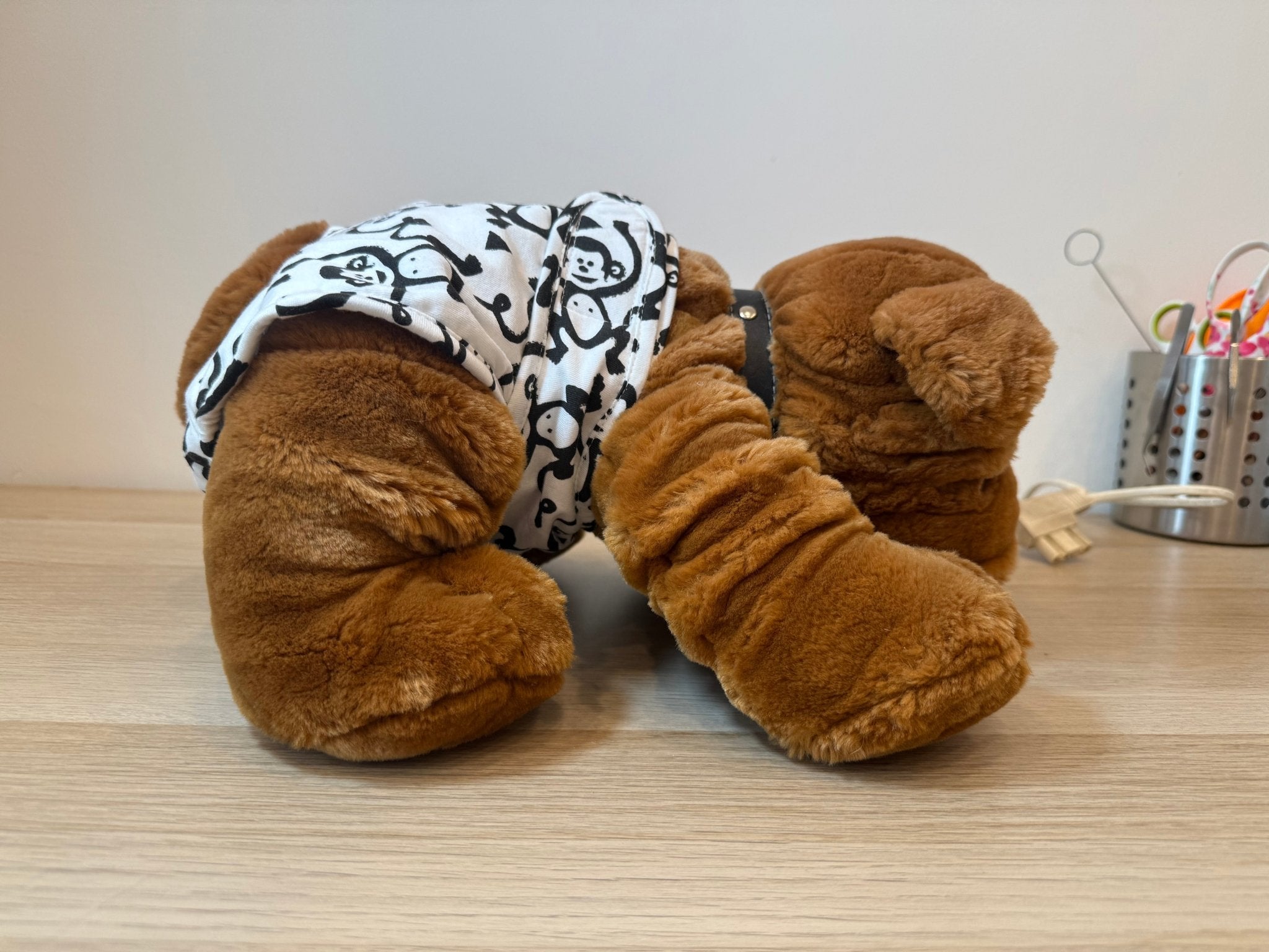 🐾 Culotte lavable pour chien – blanche imprimé monkey noir - Miss Nuts Accessoires