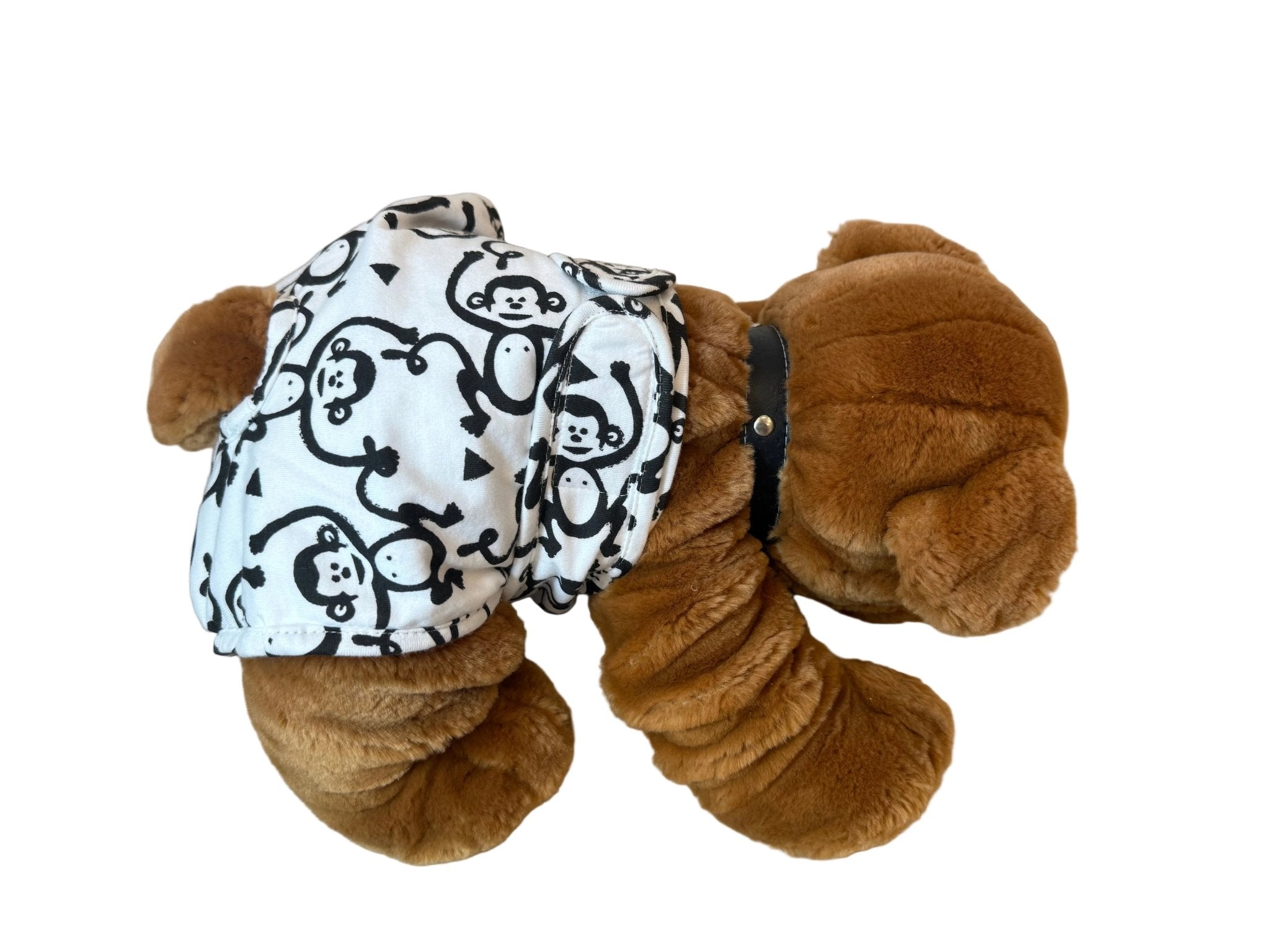 🐾 Culotte lavable pour chien – blanche imprimé monkey noir - Miss Nuts Accessoires