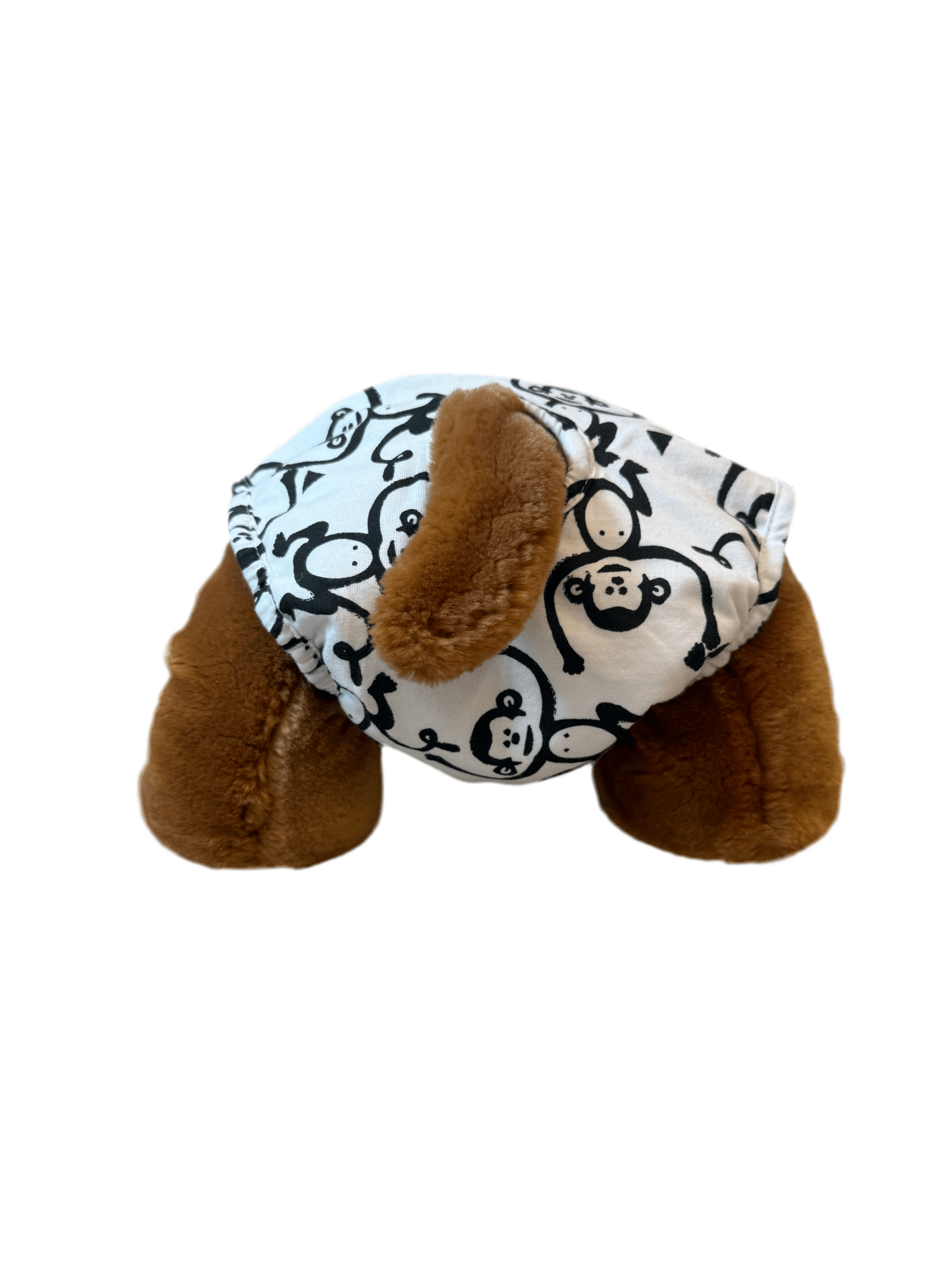 🐾 Culotte lavable pour chien – blanche imprimé monkey noir - Miss Nuts Accessoires