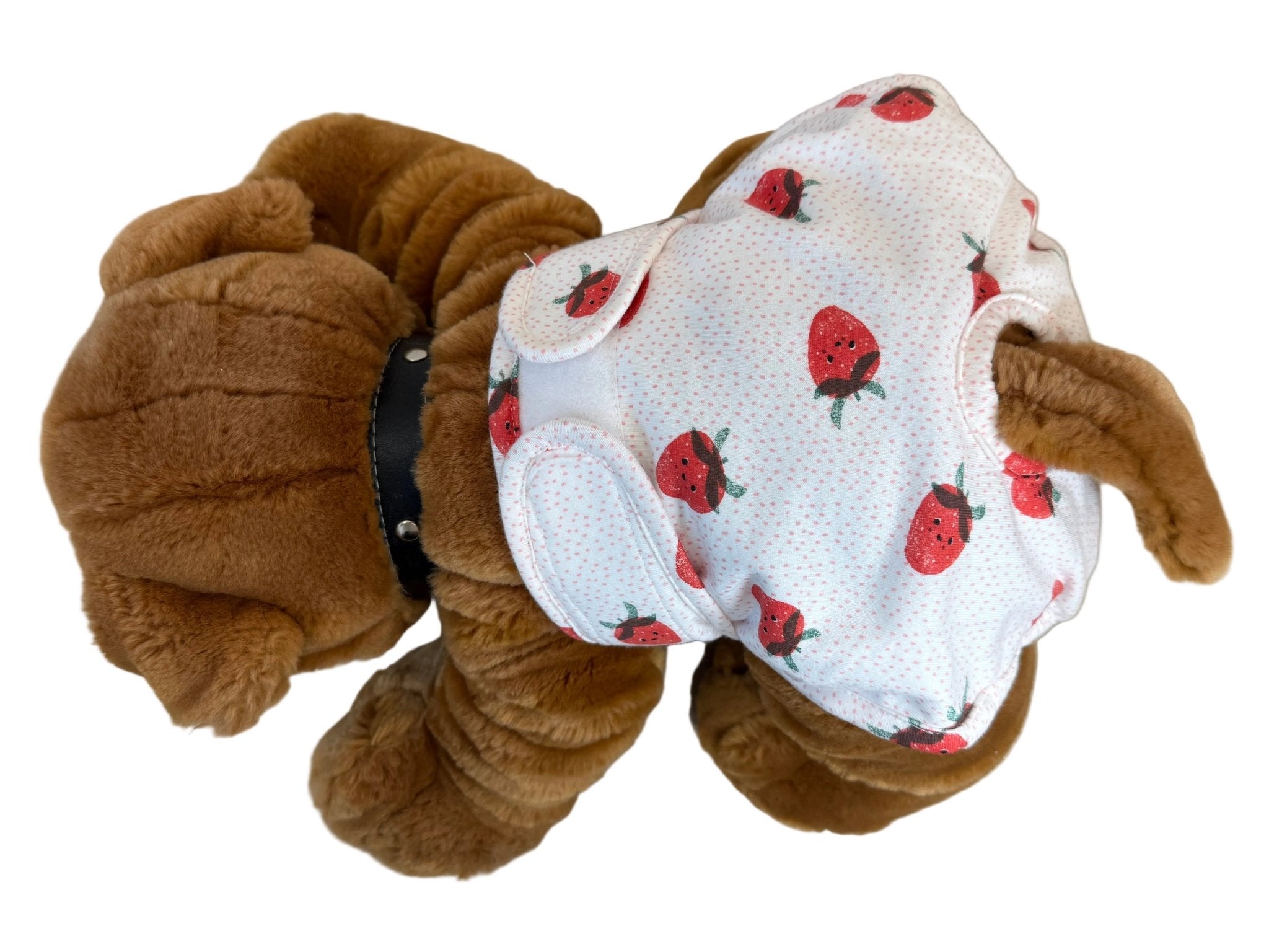 🐾 Culotte lavable pour chien – blanche imprimée fraises - Miss Nuts Accessoires