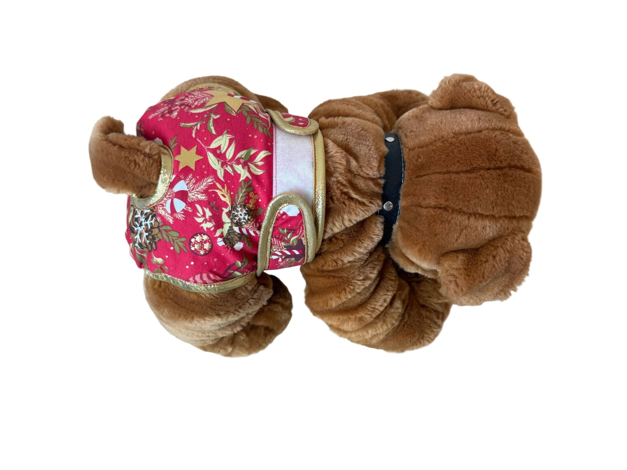 🐾 Culotte lavable pour chien – Noël rouge doré - Miss Nuts Accessoires