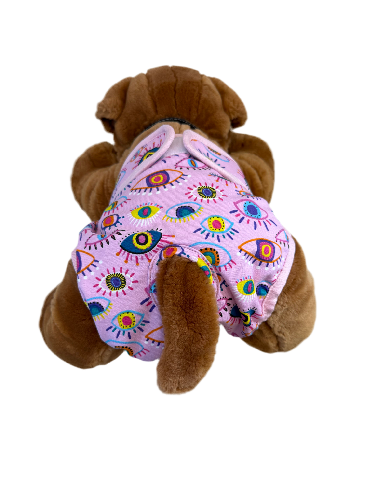 🐾 Culotte lavable pour chien – rose imprimé œil - Confort & Protection - Miss Nuts Accessoires