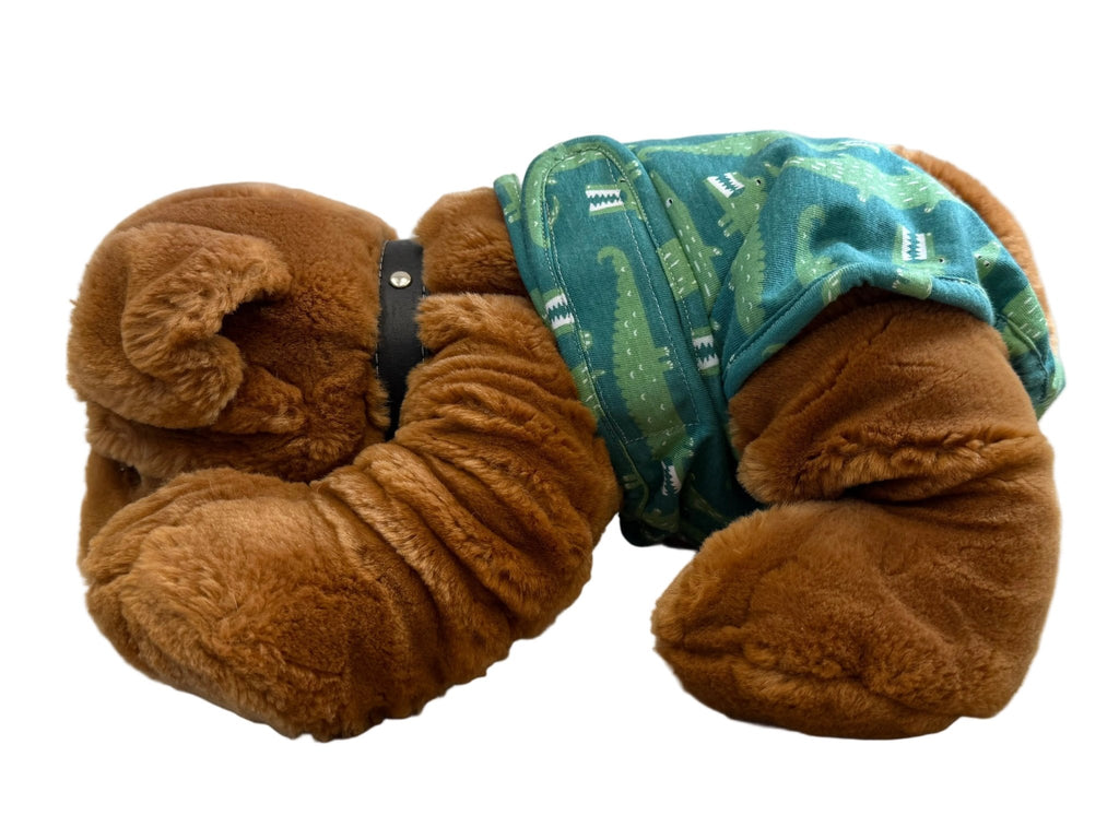 🐾 Culotte lavable pour chien – vert imprimé crocodile - Miss Nuts Accessoires