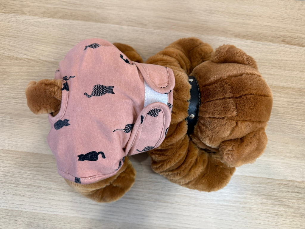 🐾 Culotte lavable pour chien – vieux rose imprimé chat - Miss Nuts Accessoires