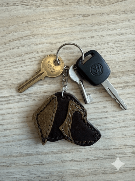 Porte clé chien en cuir véritable fait main - Miss Nuts Accessoires