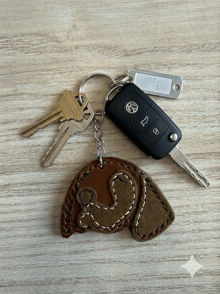 Porte clé chien en cuir véritable fait main - Miss Nuts Accessoires