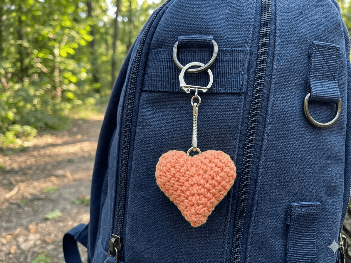Porte - clé cœur crocheté main en coton - Miss Nuts Accessoires