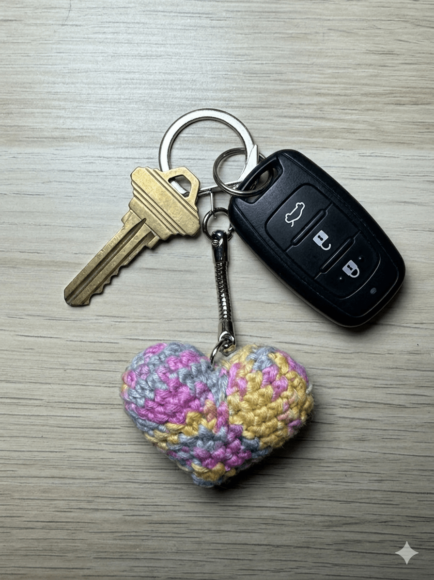 Porte - clé cœur crocheté main en coton - Miss Nuts Accessoires
