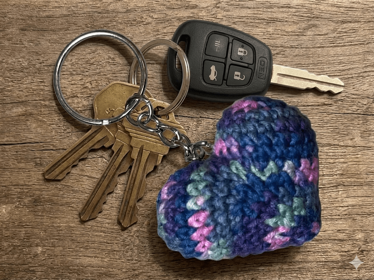 Porte - clé cœur crocheté main en coton - Miss Nuts Accessoires