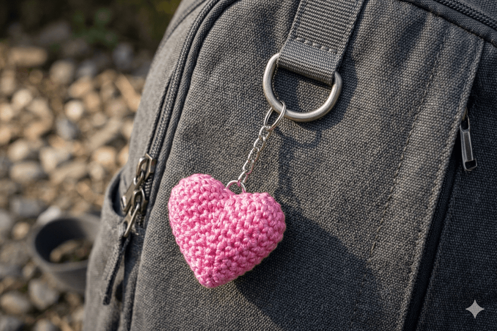 Porte - clé cœur crocheté main en coton - Miss Nuts Accessoires
