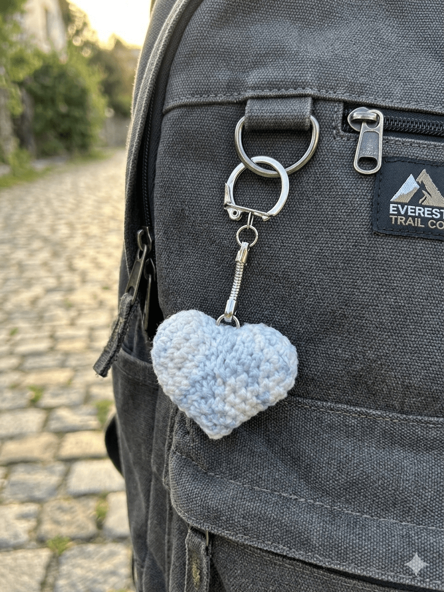 Porte - clé cœur crocheté main en coton - Miss Nuts Accessoires