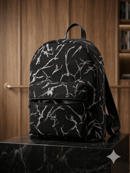 Sac à dos édition limitée noir marbré d’argent - Miss Nuts Accessoires